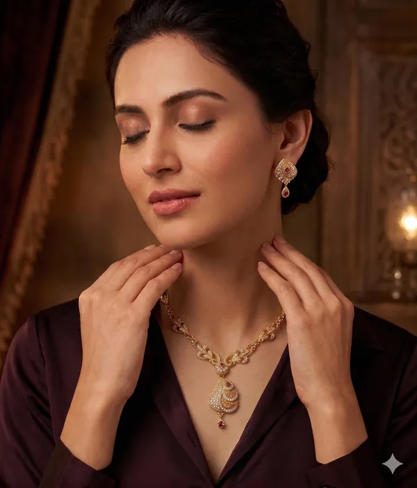 American_Daimond_Necklace_&_Earrings_Set_For_Women