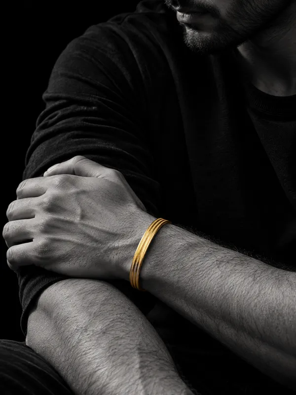 Divyoro_3_Line_Classic_24K_Gold_Plated_Male_Kada