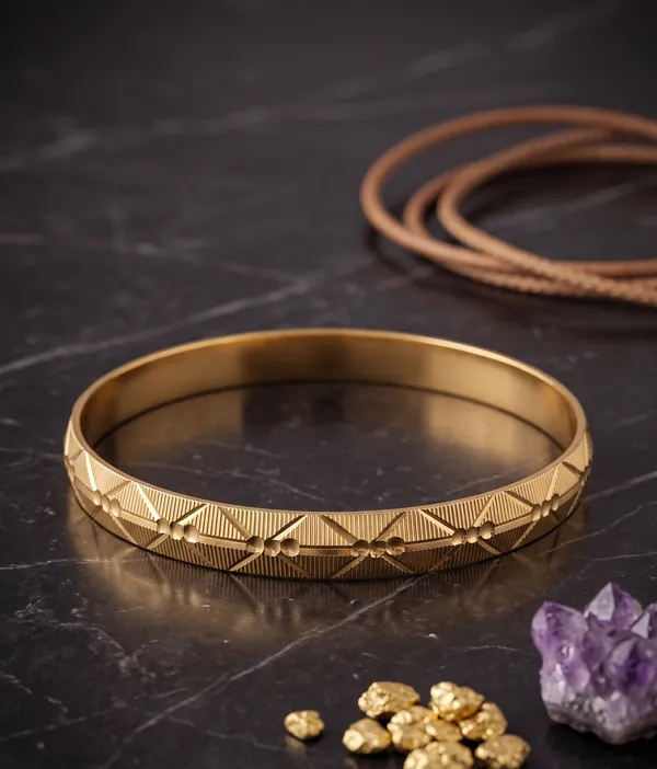 Divyoro_Cross-Hatch_Diamond_Dot_24k_Gold_Plated_Male_Kada