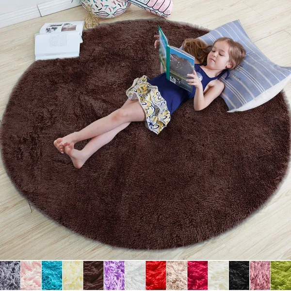 Brown_Round_Rug_For_Bedroom_Fluffy_Circle_Rug_For_Kids_Room_Furry_Carpet_For_Teen_Girls_Room_Shaggy_Throw_Rug_For_Nursery_Room_Fuzzy_Plush_Rug_For_Dorm_Brown_Carpet_Brown