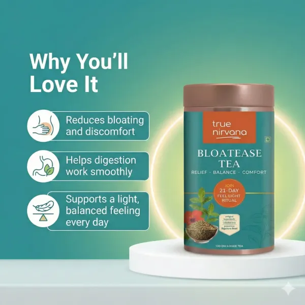 True_Nirvana_BloatEase_Tea_|_Ayurvedic_Digestive_&_Gas_Relief_Blend_with_Fennel,_Ajwain_&_Ginger