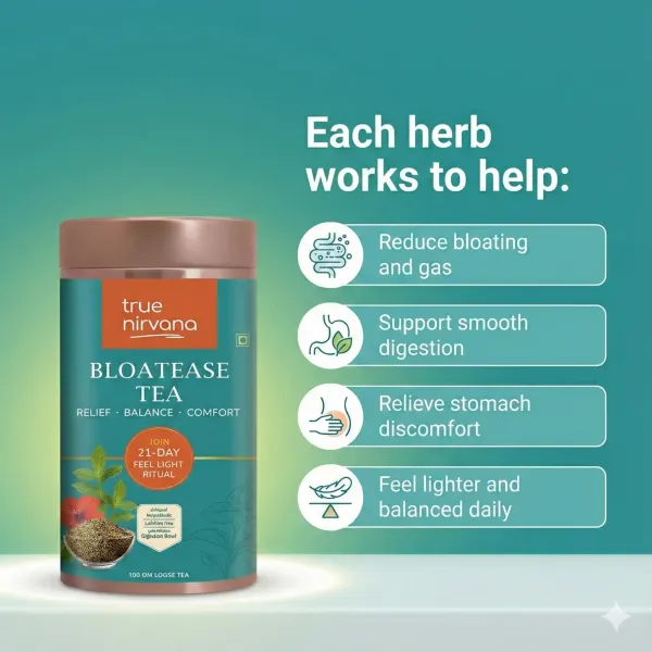 True_Nirvana_BloatEase_Tea_|_Ayurvedic_Digestive_&_Gas_Relief_Blend_with_Fennel,_Ajwain_&_Ginger