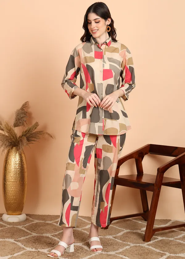 Multicolour_Abstract_Geometric_Print_Co_Ord_Set_Shirt_And_Palazzo_Set_For_Women