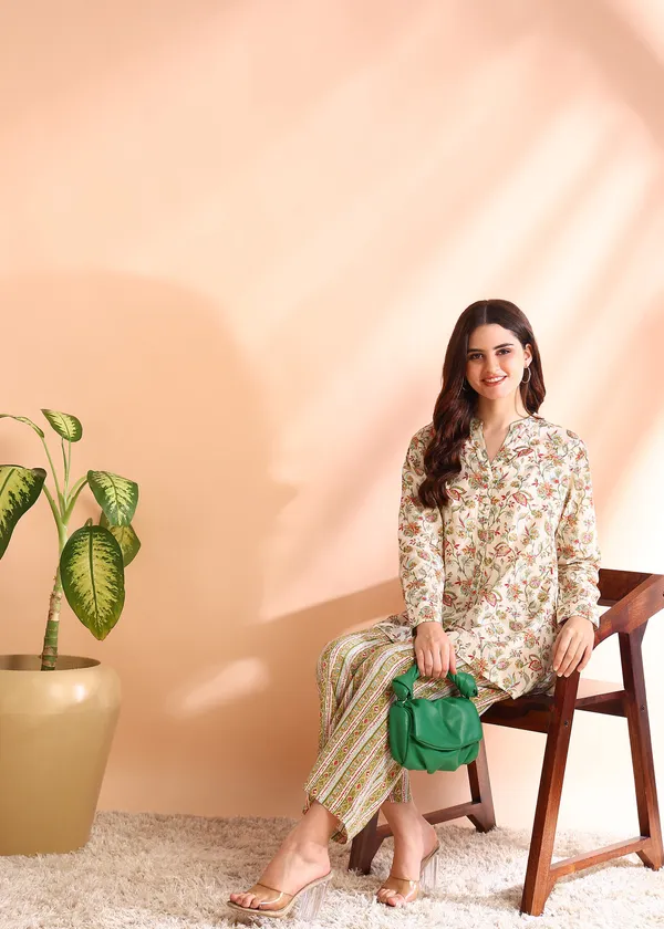 Off_White_Floral_Print_Co_Ord_Set_With_Striped_Palazzo_Pants_For_Women