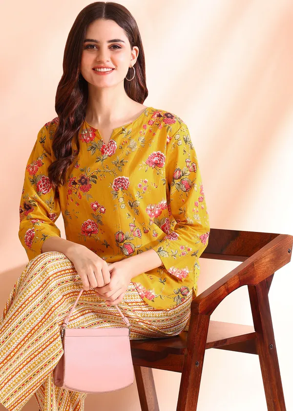 Yellow_Floral_Printed_Top_With_Striped_Palazzo_Set_For_Women
