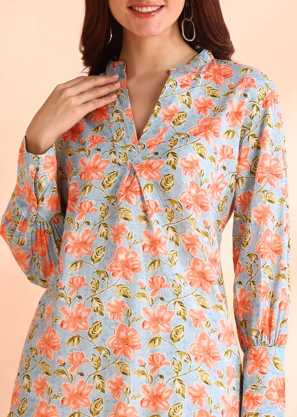 Multicolour_Floral_Print_Top_And_Striped_Pants_Co_Ord_Set_For_Women