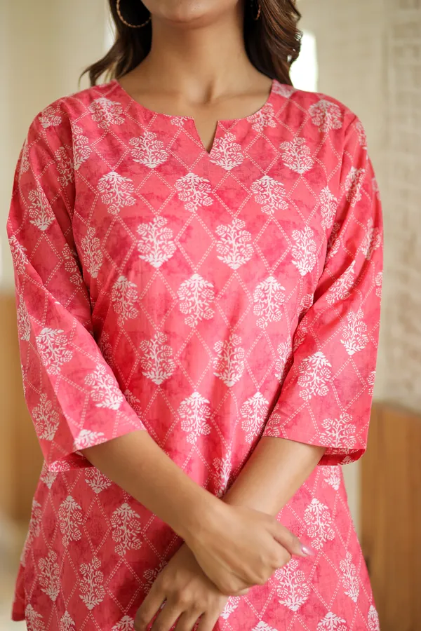Pink_Floral_Block_Print_Cotton_Kurta_Palazzo_Set_For_Women