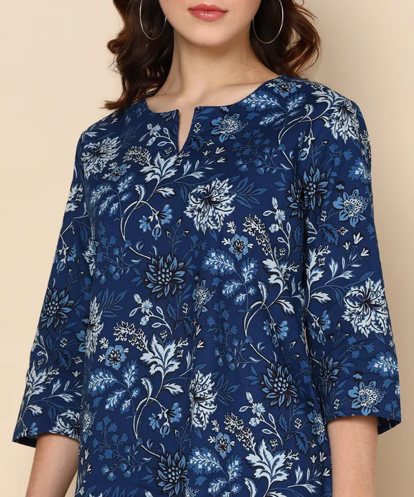 Blue_Floral_Print_Cotton_Top_With_Chevron_Palazzo_Set_For_Women
