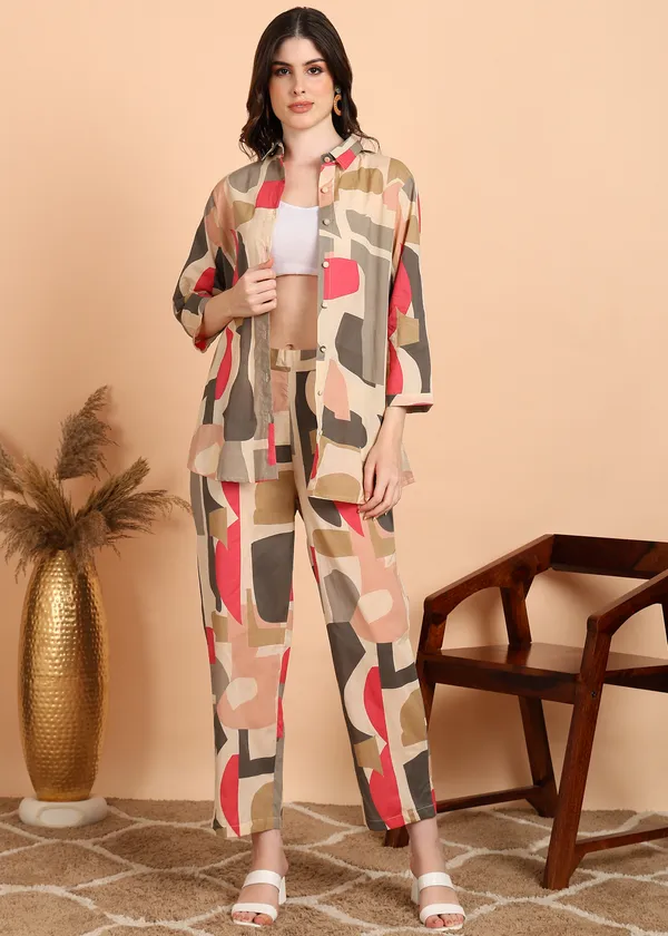 Multicolour_Abstract_Geometric_Print_Co_Ord_Set_Shirt_And_Palazzo_Set_For_Women