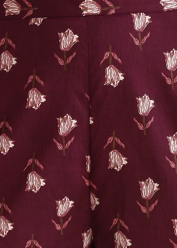 Wine_floral_pure_cotton_cord_set_for_Women