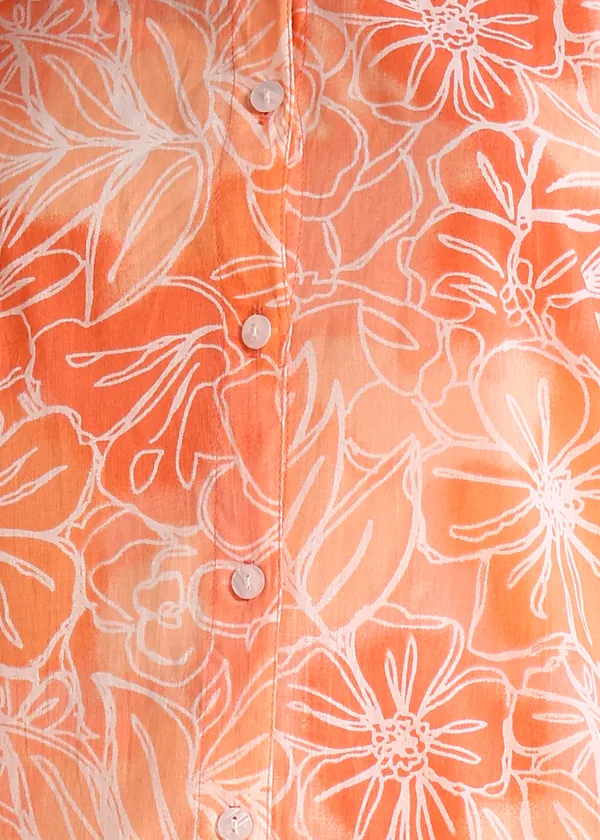 Peach_Floral_Print_Cotton_Night_Suit_Set_For_Women