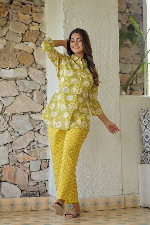 Yellow_Floral_Print_Cotton_Co_Ord_Set_For_Women