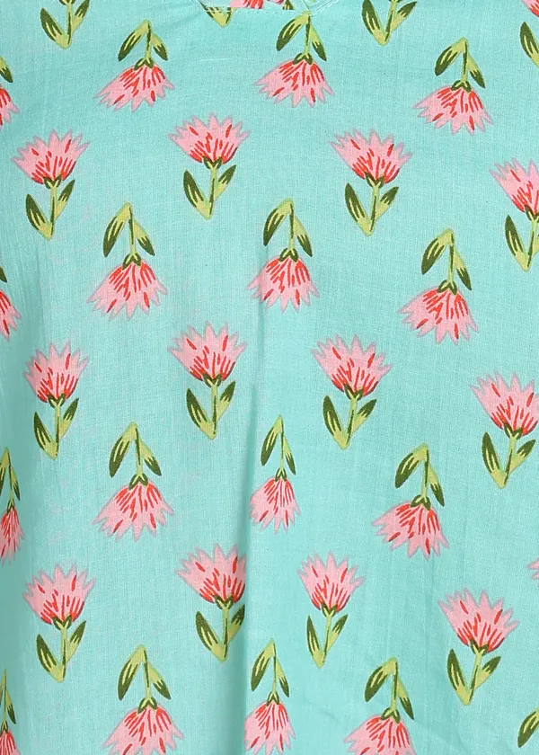 Aqua_Floral_Print_Cotton_cord_set_Set_For_Women