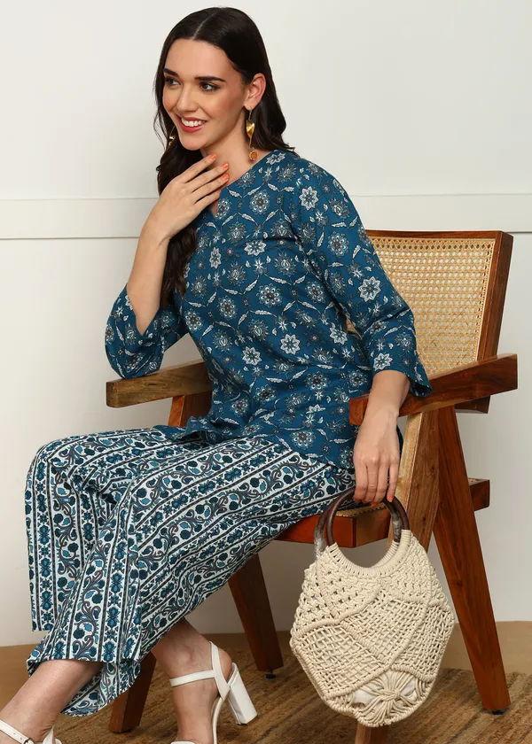 Blue_Ethnic_Floral_Print_Cotton_Palazzo_Set_For_Women