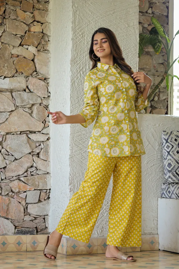 Yellow_Floral_Print_Cotton_Co_Ord_Set_For_Women