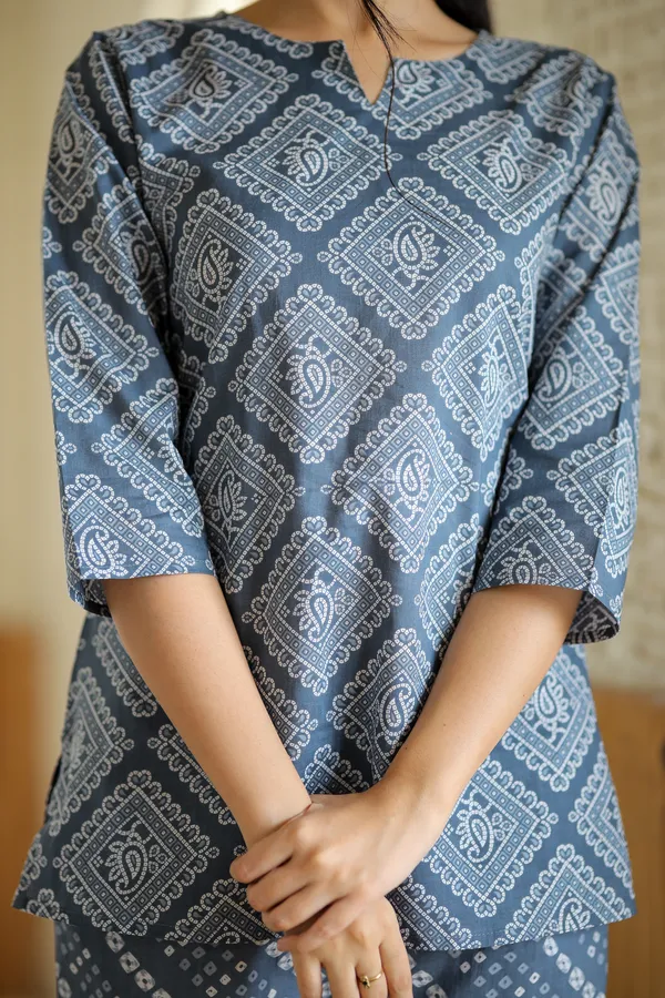 Blue_Geometric_Print_Kurta_Palazzo_Co_Ord_Set_For_Women