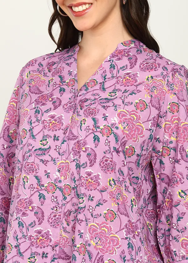 Elegant_Lavender_Pure_Cotton_Floral_Print_Co-ord_Se_For_Women