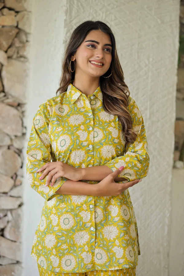 Yellow_Floral_Print_Cotton_Co_Ord_Set_For_Women