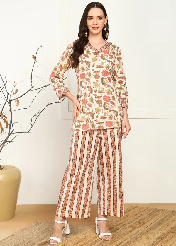 Multicolour_Floral_Print_Co_Ord_Set_With_Striped_Palazzo_Pants_For_Women