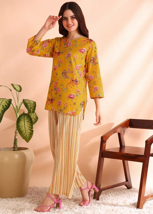 Yellow_Floral_Printed_Top_With_Striped_Palazzo_Set_For_Women