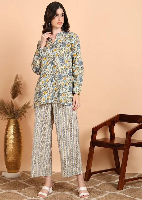 Multicolour_Floral_Printed_Pure_Cotton_Co_Ord_Set_For_Women