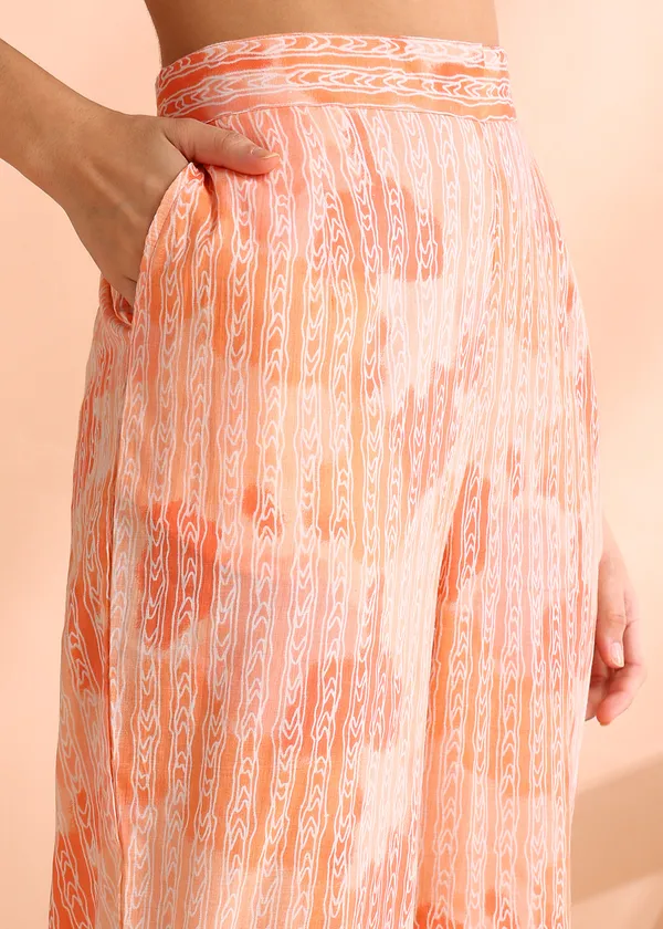 Peach_Floral_Print_Cotton_Night_Suit_Set_For_Women