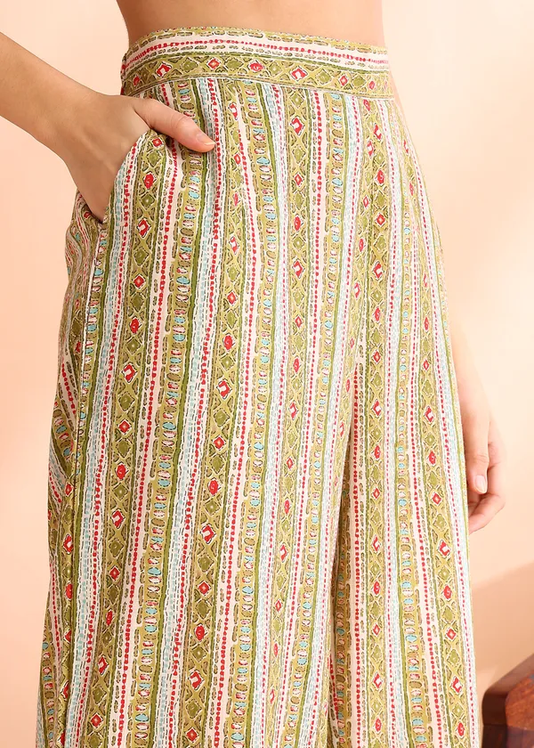 Off_White_Floral_Print_Co_Ord_Set_With_Striped_Palazzo_Pants_For_Women