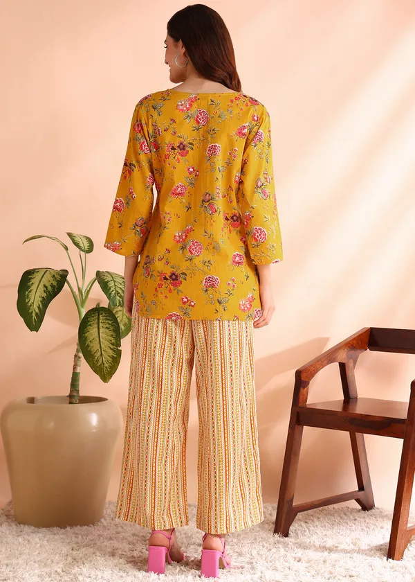 Yellow_Floral_Printed_Top_With_Striped_Palazzo_Set_For_Women