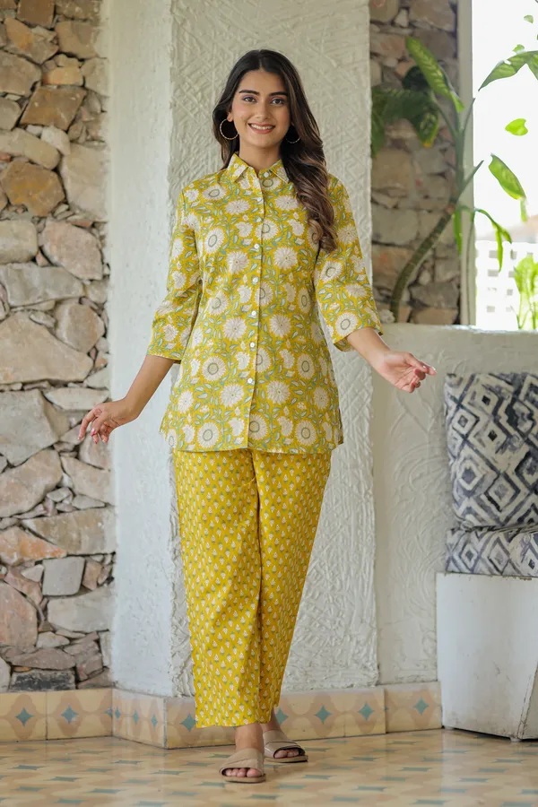 Yellow_Floral_Print_Cotton_Co_Ord_Set_For_Women