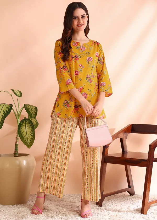 Yellow_Floral_Printed_Top_With_Striped_Palazzo_Set_For_Women