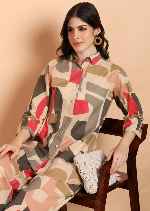 Multicolour_Abstract_Geometric_Print_Co_Ord_Set_Shirt_And_Palazzo_Set_For_Women