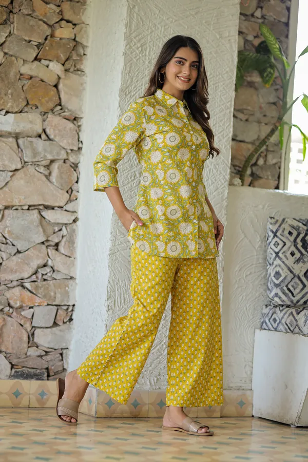 Yellow_Floral_Print_Cotton_Co_Ord_Set_For_Women