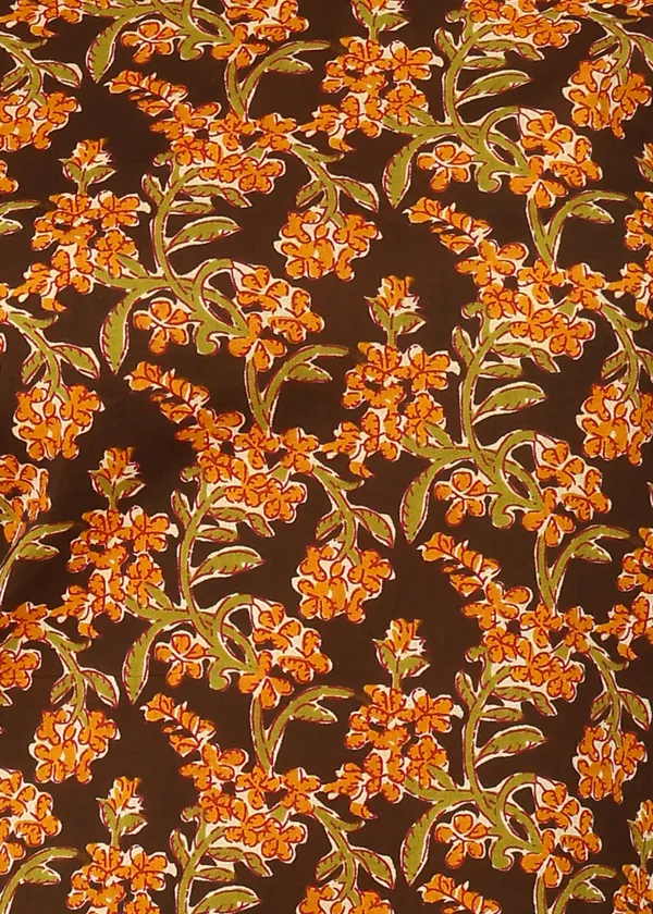 Yellow_And_Brown_Ethnic_Floral_Print_Co_Ord_Set_With_Striped_Palazzo_Pants_For_Women