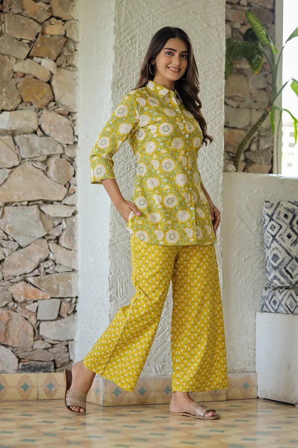Yellow_Floral_Print_Cotton_Co_Ord_Set_For_Women
