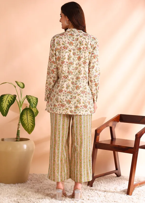 Off_White_Floral_Print_Co_Ord_Set_With_Striped_Palazzo_Pants_For_Women