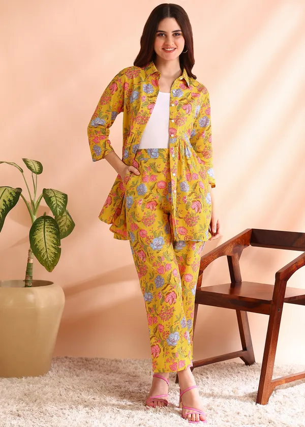 Yellow_Floral_Printed_Cotton_Co_Ord_Set_For_Women