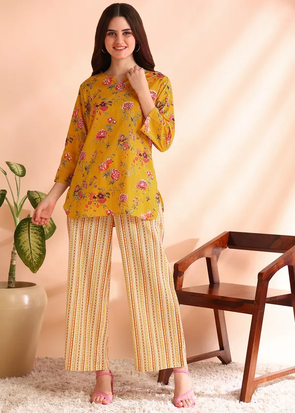 Yellow_Floral_Printed_Top_With_Striped_Palazzo_Set_For_Women