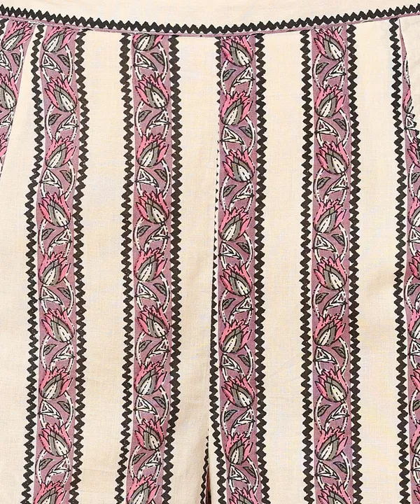 Off_White_And_Pink_Hand_Block_Printed_Floral_Cotton_Kurta_And_Palazzo_Co_Ord_Set_For_Women