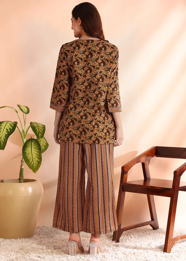 Mustard_Brown_Traditional_Printed_Kurta_And_Palazzo_Set_For_Women