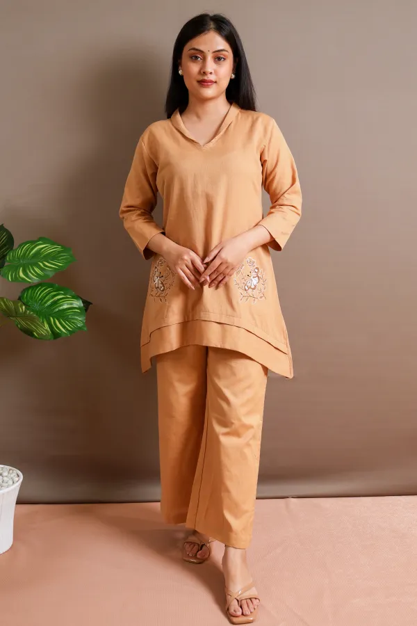 Light_Orange_Cotton_Co-Ord_Set_For_Women