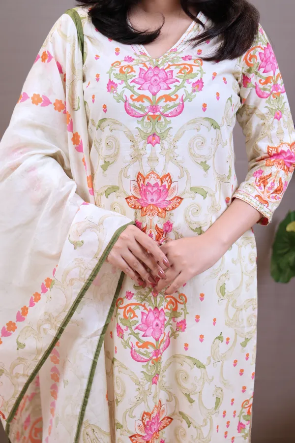 White_And_Pink_Cotton_Straight_Suit_For_Women