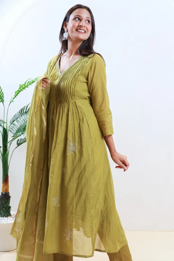 Green_Cotton_Short_Anarkali_Frock_For_Women
