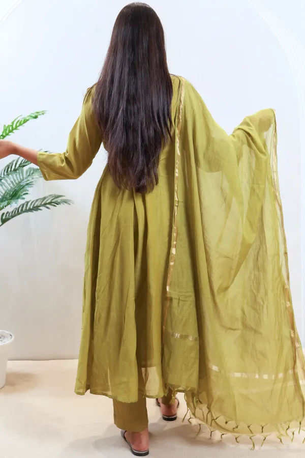 Green_Cotton_Short_Anarkali_Frock_For_Women
