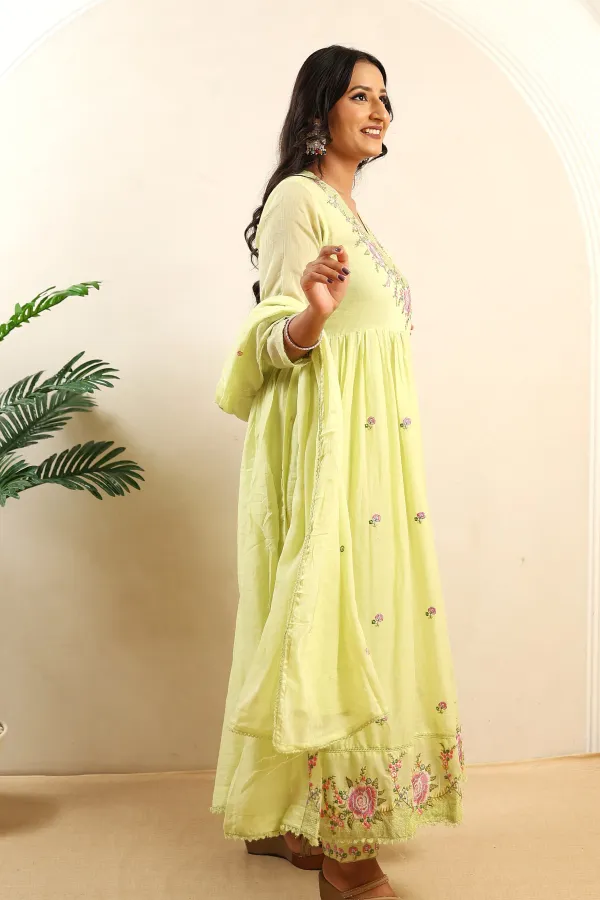 Light_Yellow_Cotton_Naira_Cut_Frock_For_Women