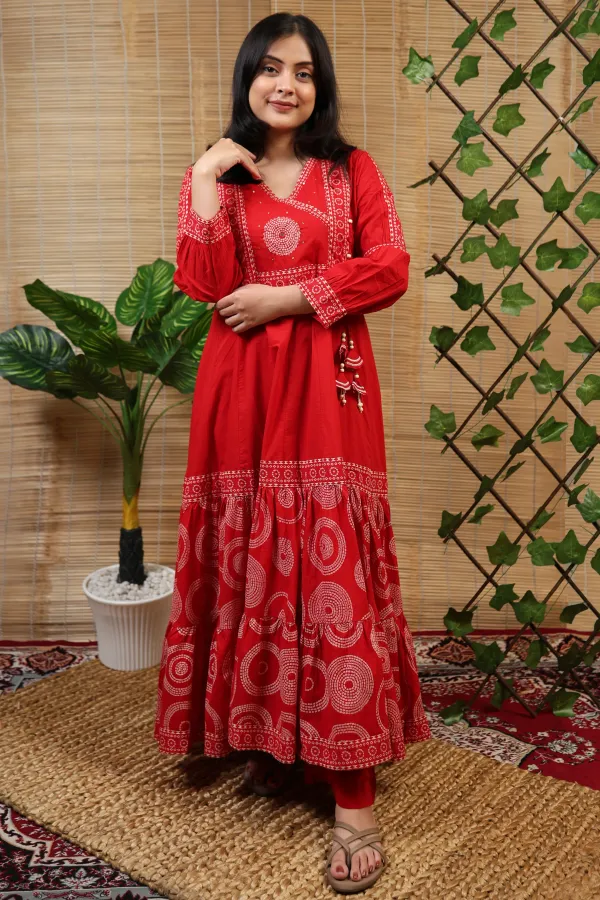 Red_Organza_Angarkha_Suit_For_Women