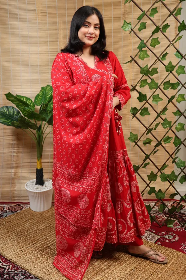 Red_Organza_Angarkha_Suit_For_Women