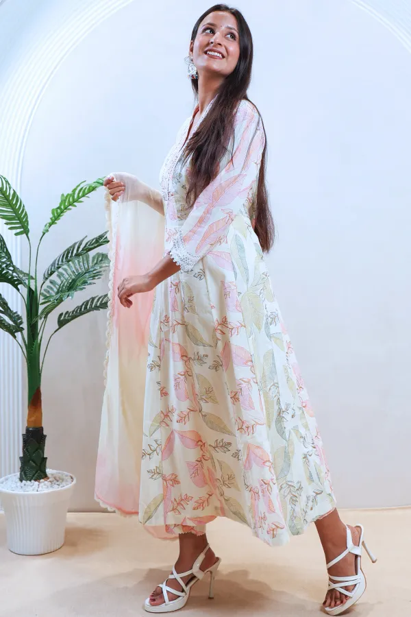 White_Cotton_Short_Anarkali_Frock_For_Women