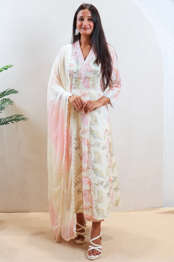 White_Cotton_Short_Anarkali_Frock_For_Women