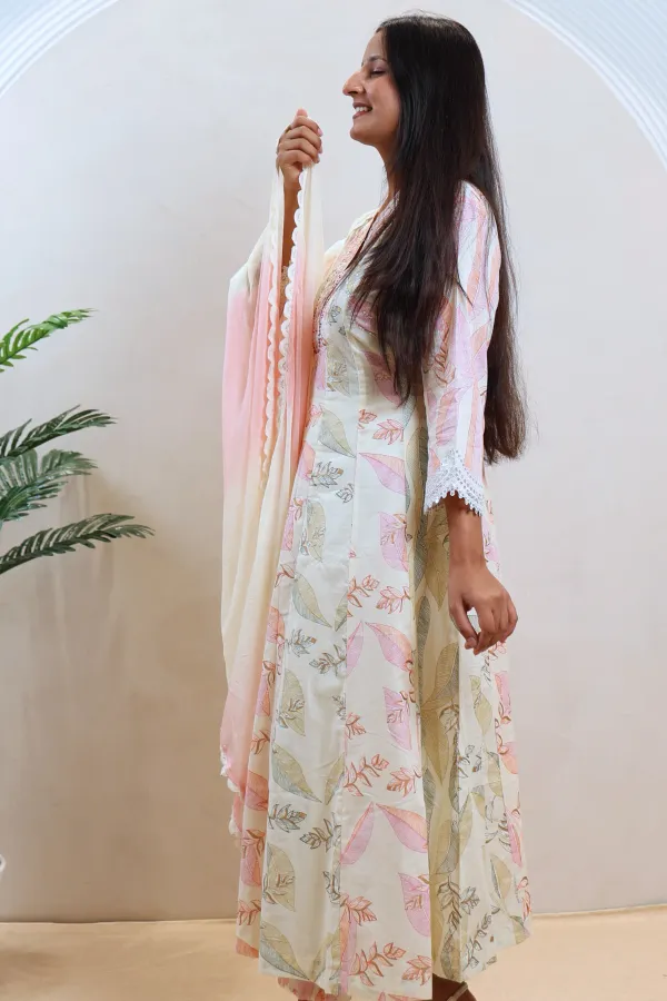White_Cotton_Short_Anarkali_Frock_For_Women
