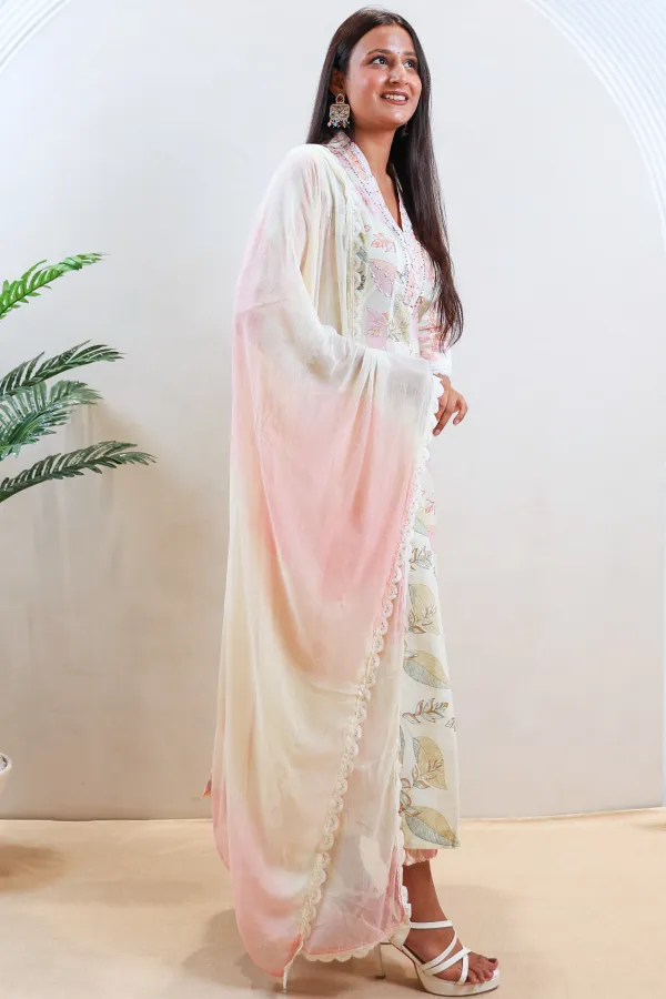 White_Cotton_Short_Anarkali_Frock_For_Women